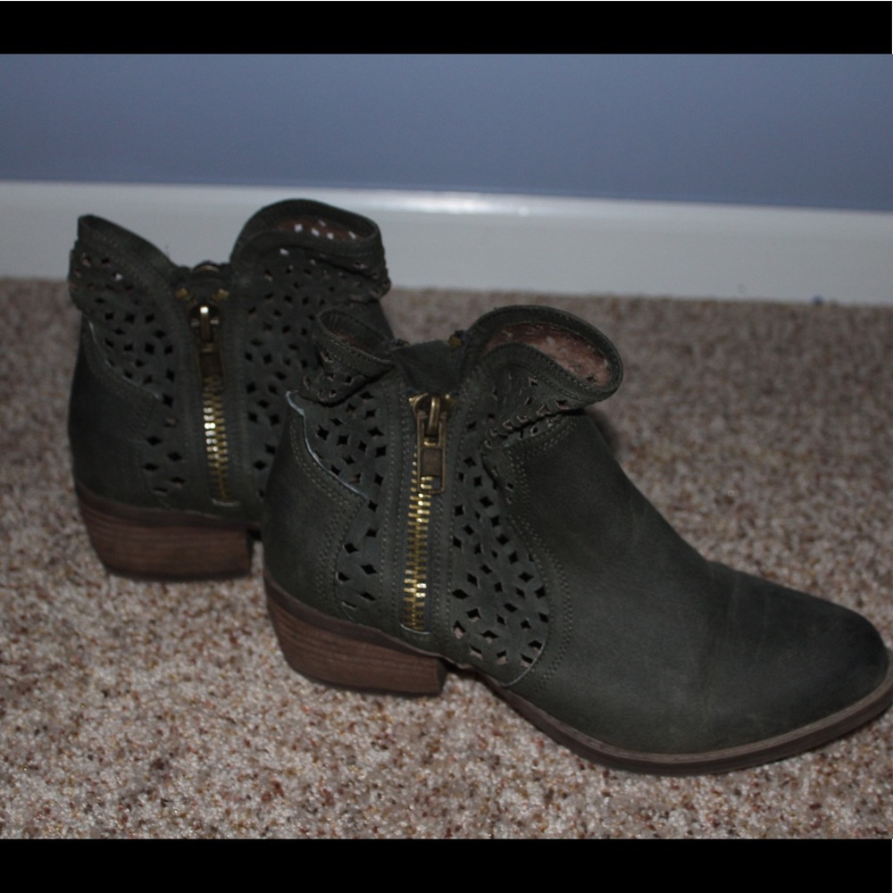 Army green ankle boots